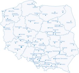 Polonya’daki tüm NephroCare diyaliz merkezlerinin haritası