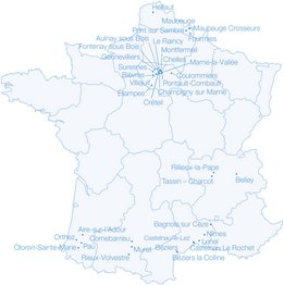 Fransa’daki tüm NephroCare diyaliz merkezlerinin haritası